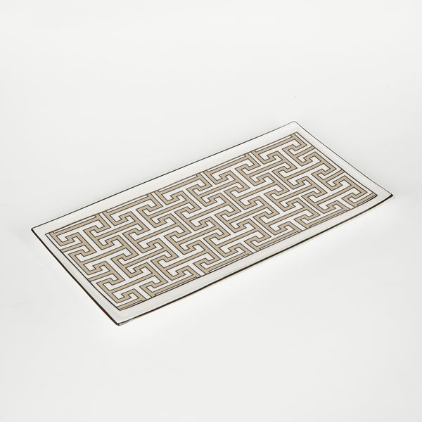 Maze Truffle/White Rectangular Serving Plate