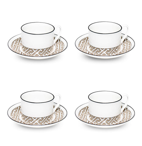 Maze Truffle/White Teacup Saucer Set of 4 - SPECIAL OFFER
