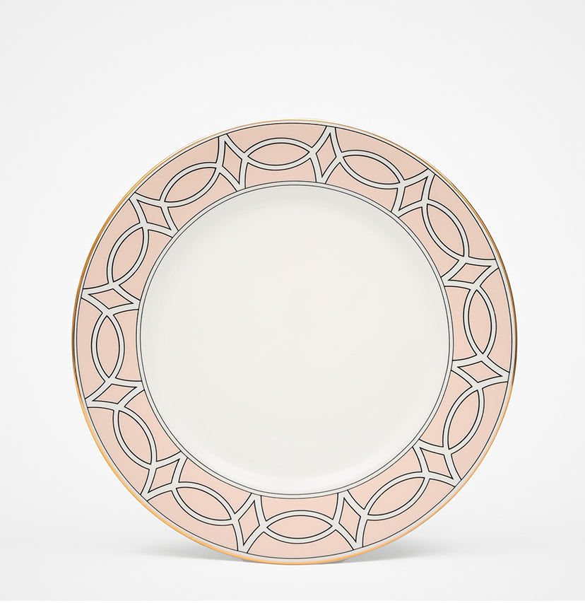 Loop Blush/White Dessert Plate (Gold) - Set of 2