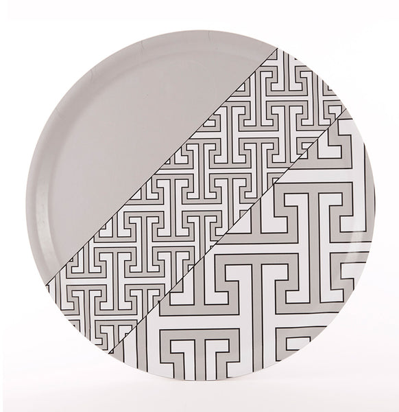 Maze Grey/White Round Tray - SOLD OUT