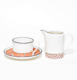 Stripe Coral/White Teacup & Saucer