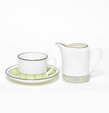 Stripe Apple Green/White Teacup & Saucer
