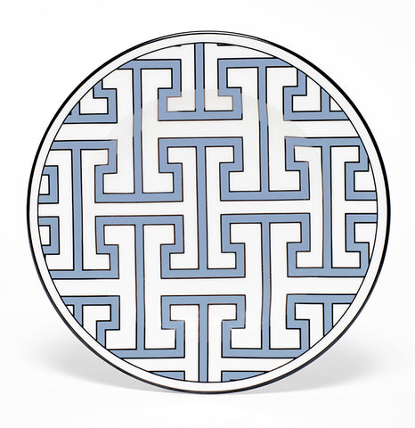 Maze Cornflower Blue/White Teaplate/Side Plate All Over Design (Black)