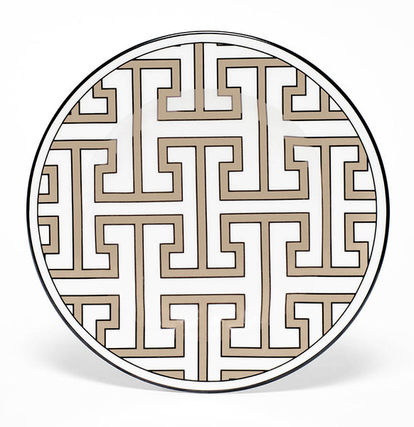 Maze Truffle/White Teaplate/Side Plate All Over Design (Black)