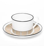 Stripe Truffle/White Teacup & Saucer